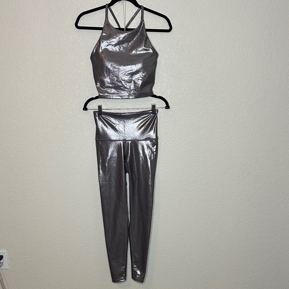 Old Navy Metallic Silver Leggings and Top Set